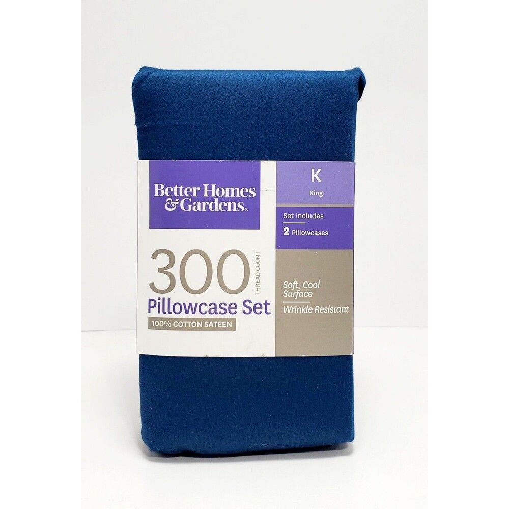 Better Homes & Gardens King Pillowcase Set 100% Cotton 300 Thread Count New